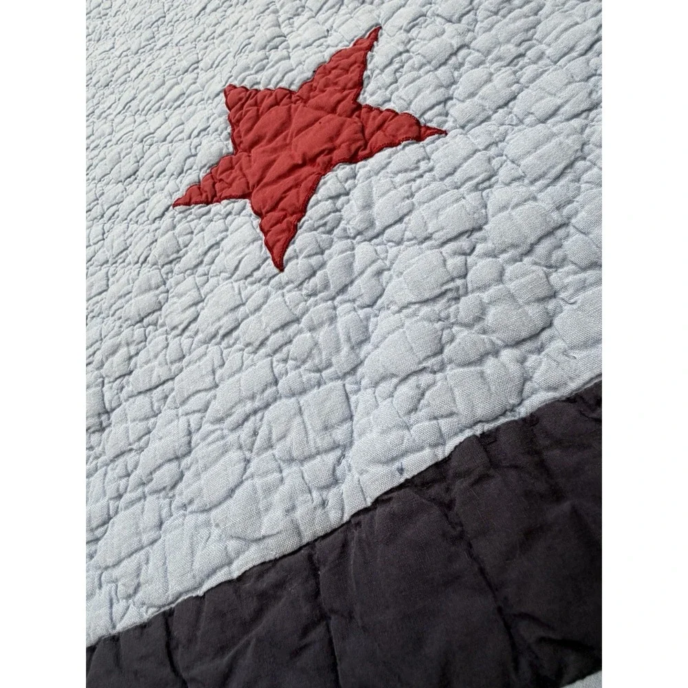 Eddie Bauer Home Vintage Twin Quilt Blue Red White Patriotic Americana Star